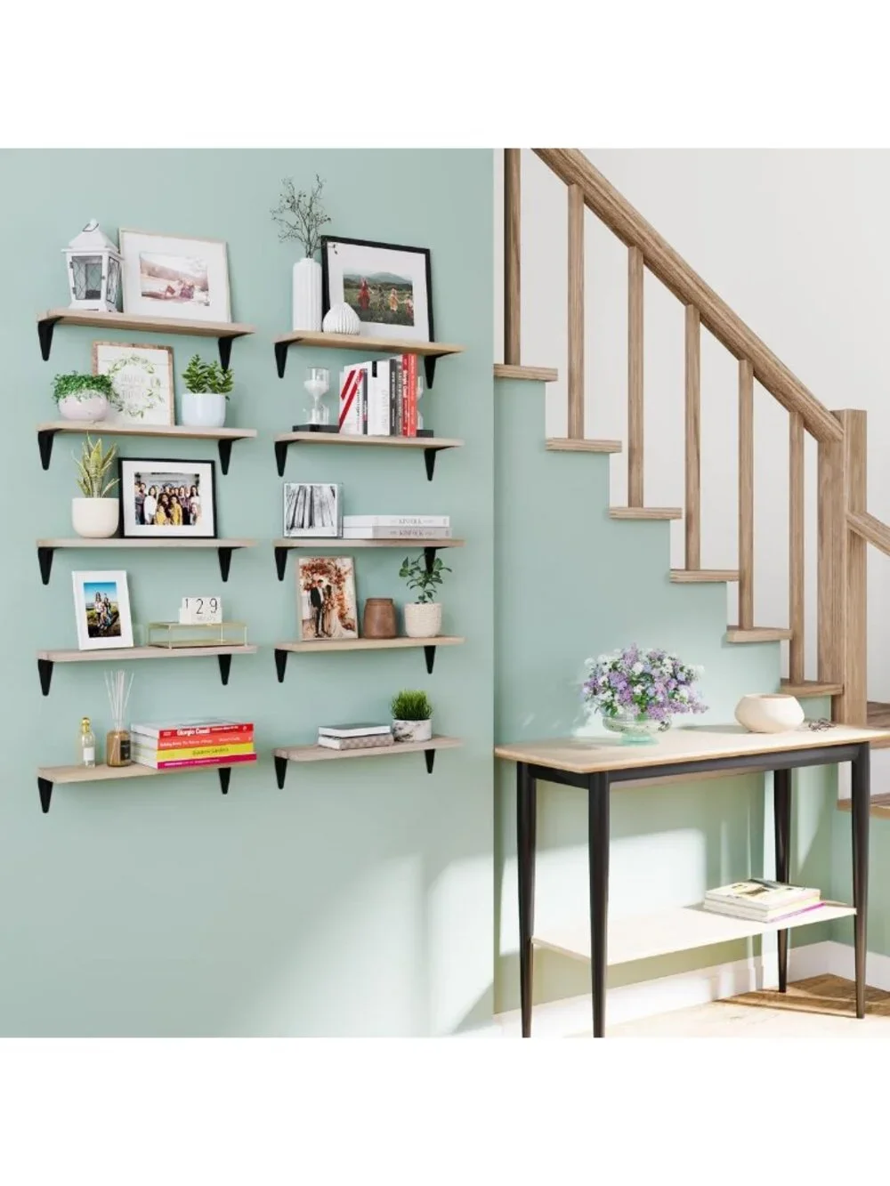 Set of 10 Floating Wall Shelves for Home Decor, Kitchen & Office Organization
